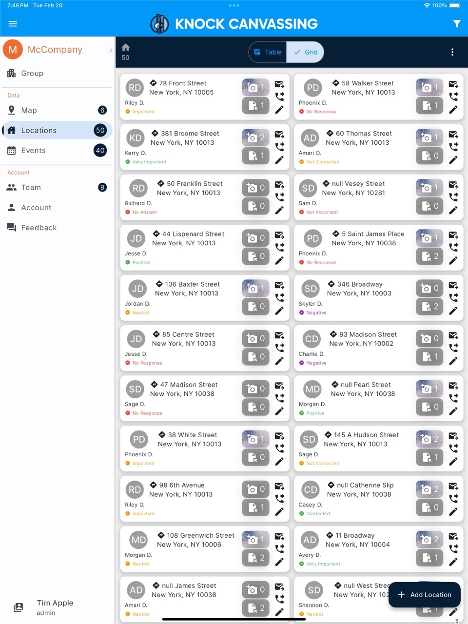 Location Management Screenshot